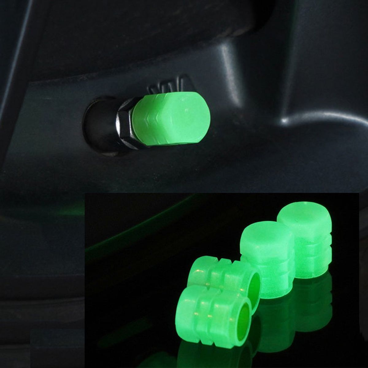 GENERICO - Set de 4 Tapones Universales Fluorescentes para Llantas de Auto