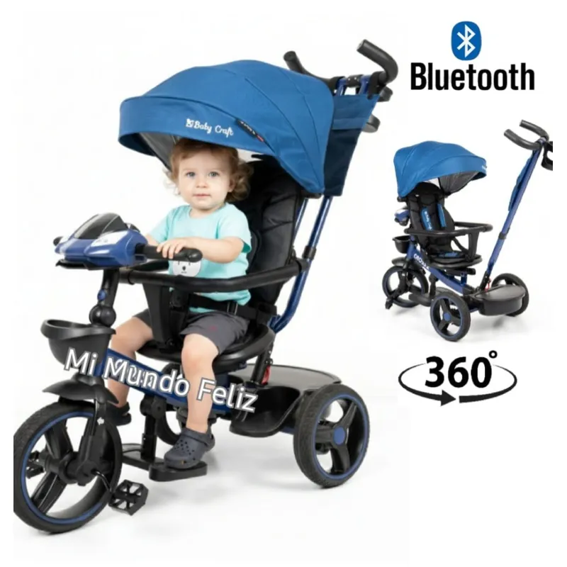 BABY - Triciclo para Niños Musical 2025  Asiento Giratori Gold Blue