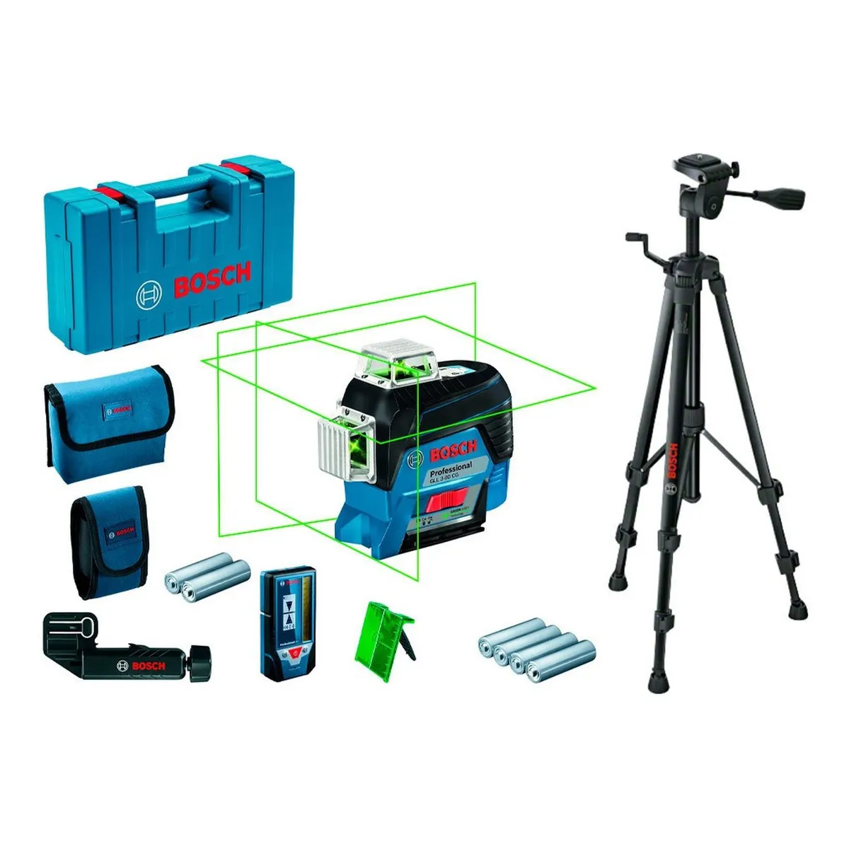 BOSCH - Nivel Laser Verde Bosch GLL 3-80 CG+Receptor+Trípode Bt 150