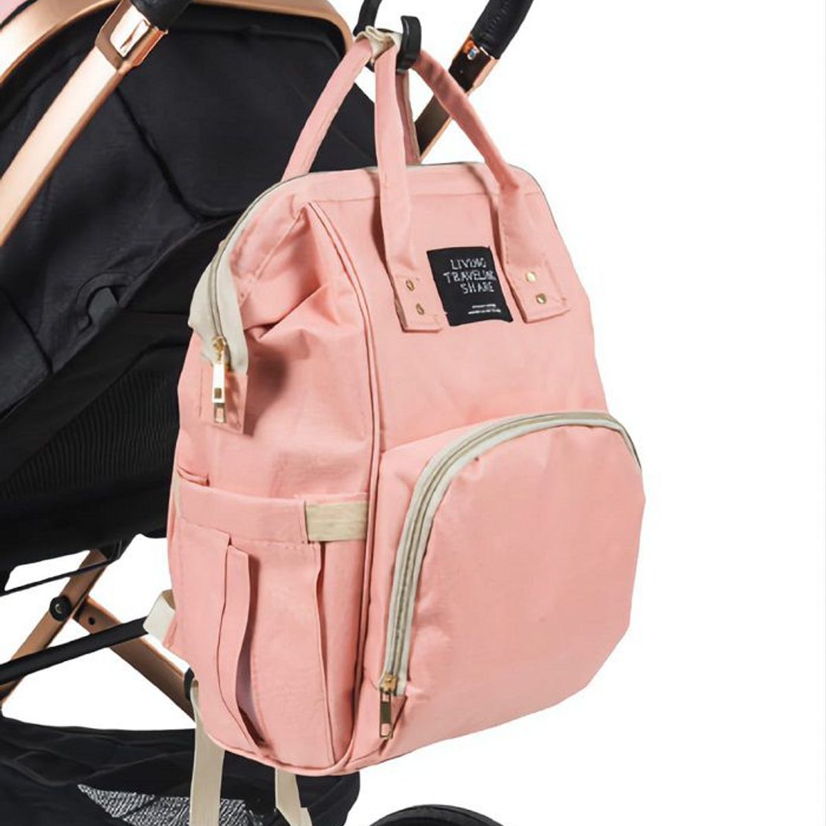 BHAPPY - Coche Moises para Bebe con Doble Amortiguacion Dorado Rosa