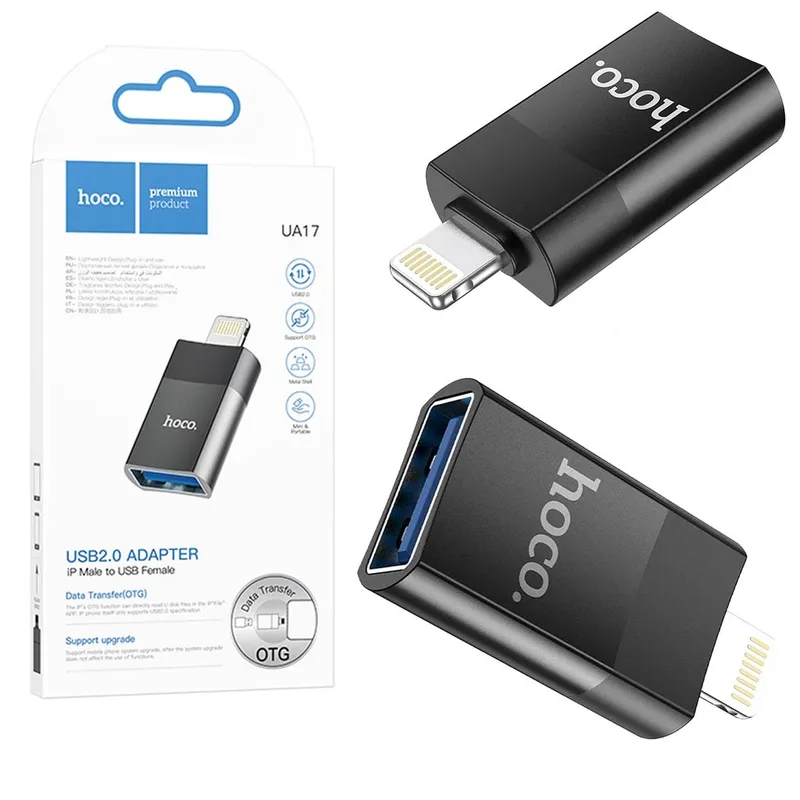 HOCO - ADAPTADOR OTG LIGHTNING MACHO A USB 2.0 HEMBRA