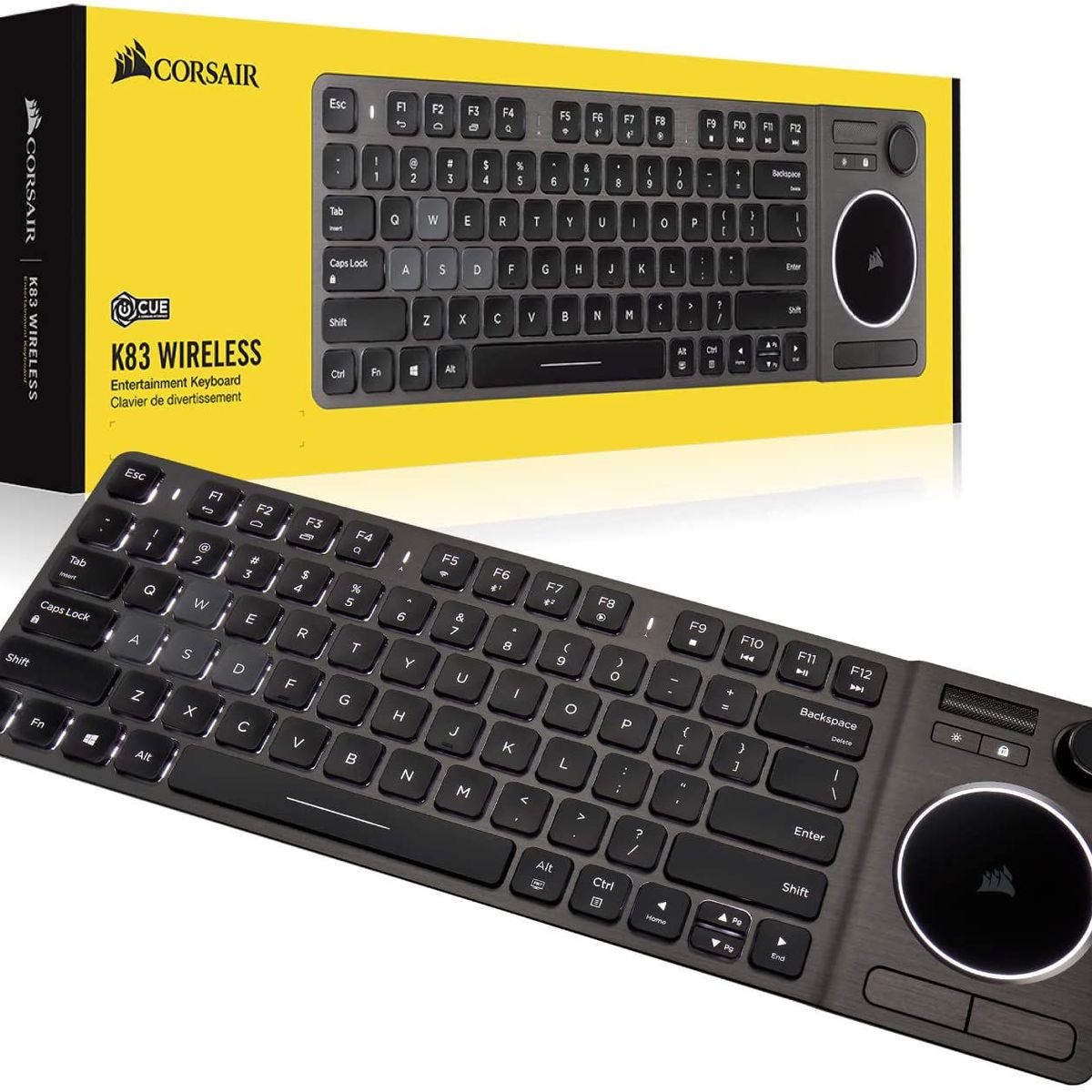CORSAIR - Teclado de Entretenimiento Corsair K83 WIRELESS Aluminio Español