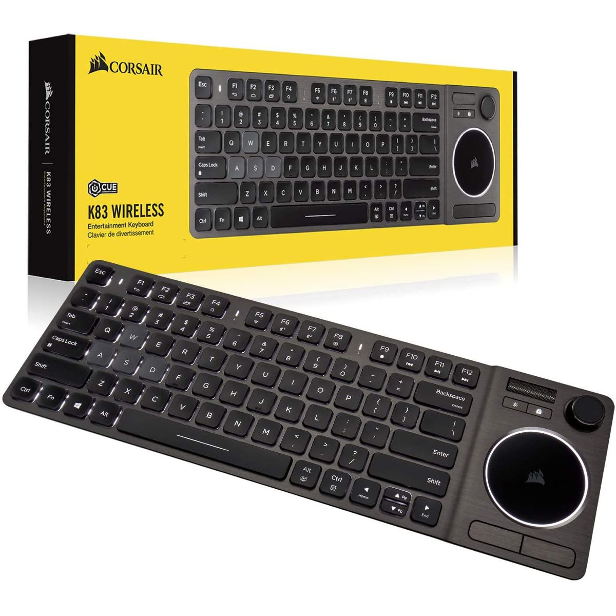 CORSAIR - Teclado de Entretenimiento Corsair K83 WIRELESS Aluminio Español