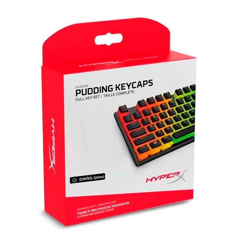 HYPERX - Keycaps Hyperx Pudding, 104 Teclas Traslusidas Pbt - Negro
