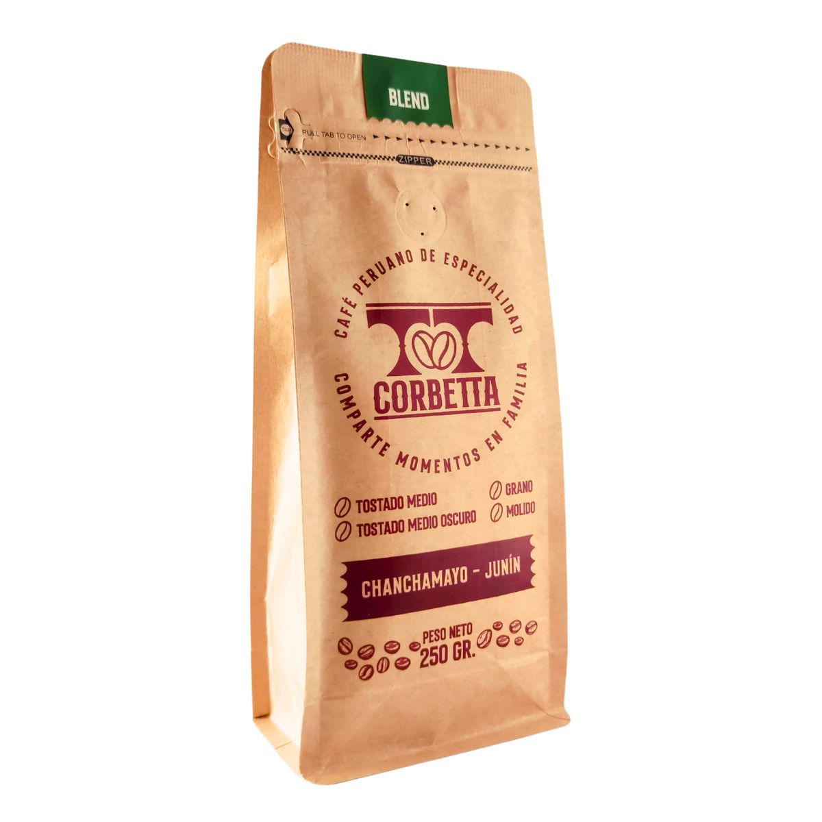 CORBETTA - Café de Especialidad Grano 250 Gr Chanchamayo Blend Green