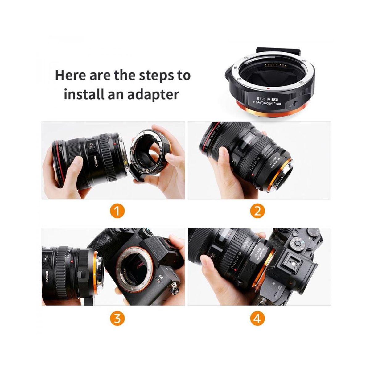 K&F CONCEPT - Adaptador Autofocus K&F Concept EF/EF-S  para Sony E KF06.466.