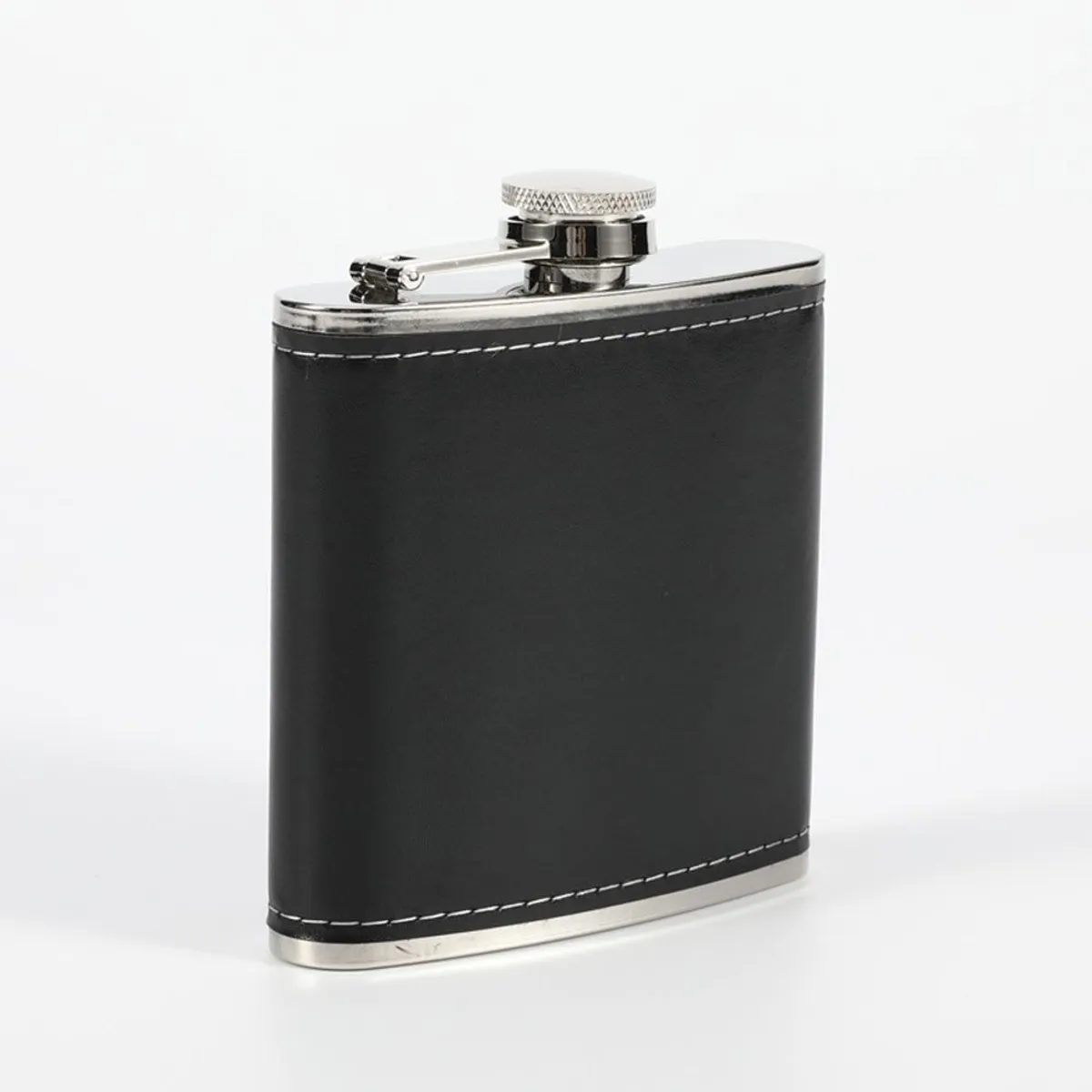 GENERICO - Licorera Bolsillo forro cuero Negro 6 onzas Acero Inoxidable