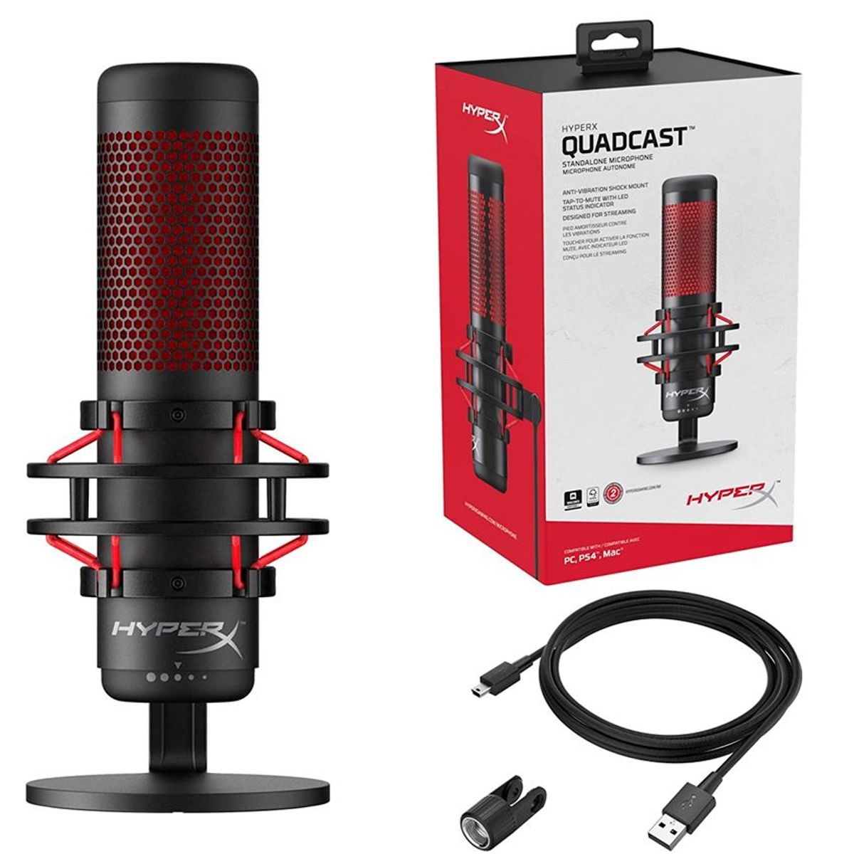 HYPERX - micrófono HyperX QuadCast condensador multipatrón negro