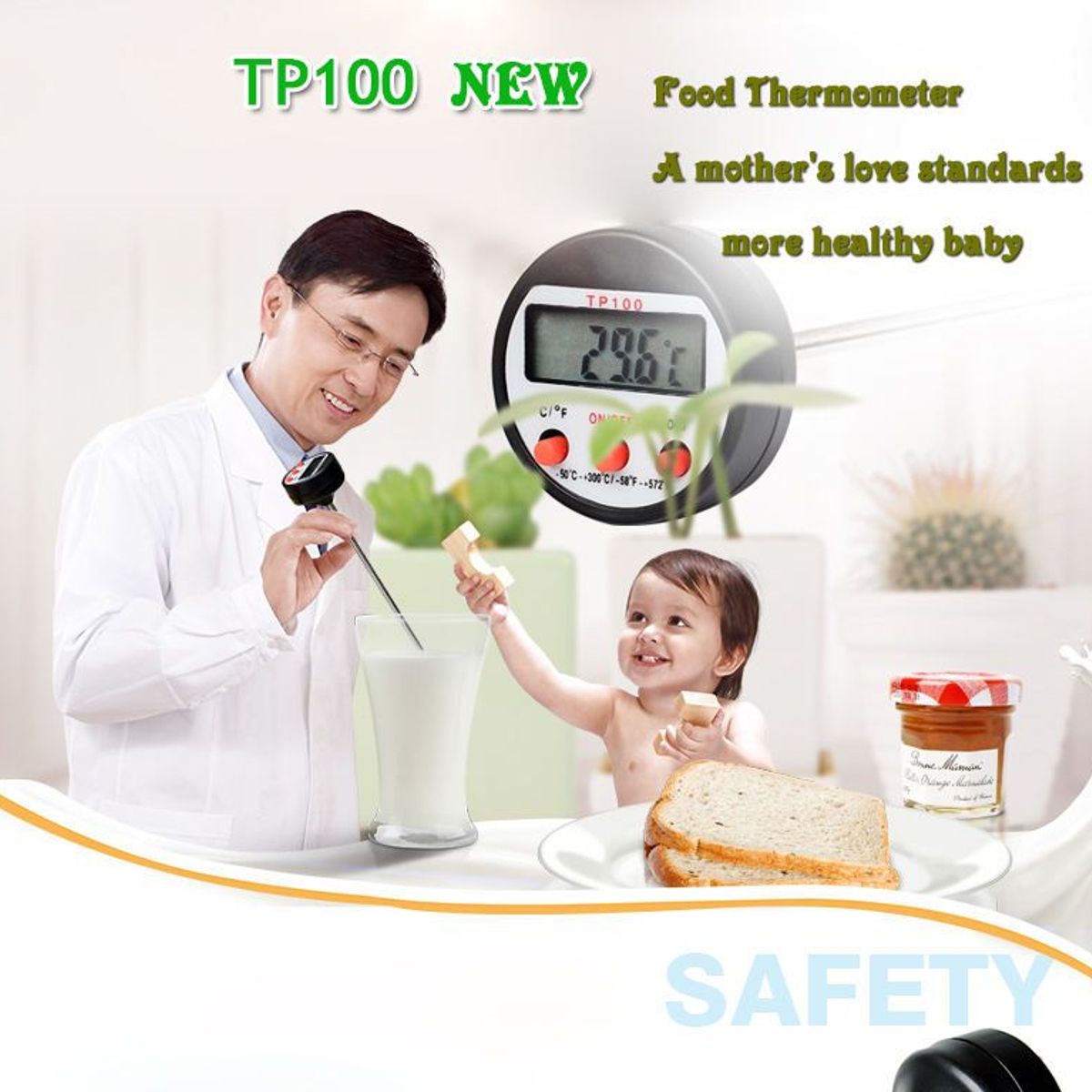 OEM - Termómetro Digital de Cocina Alimentos Carne Líquidos Leche TP100