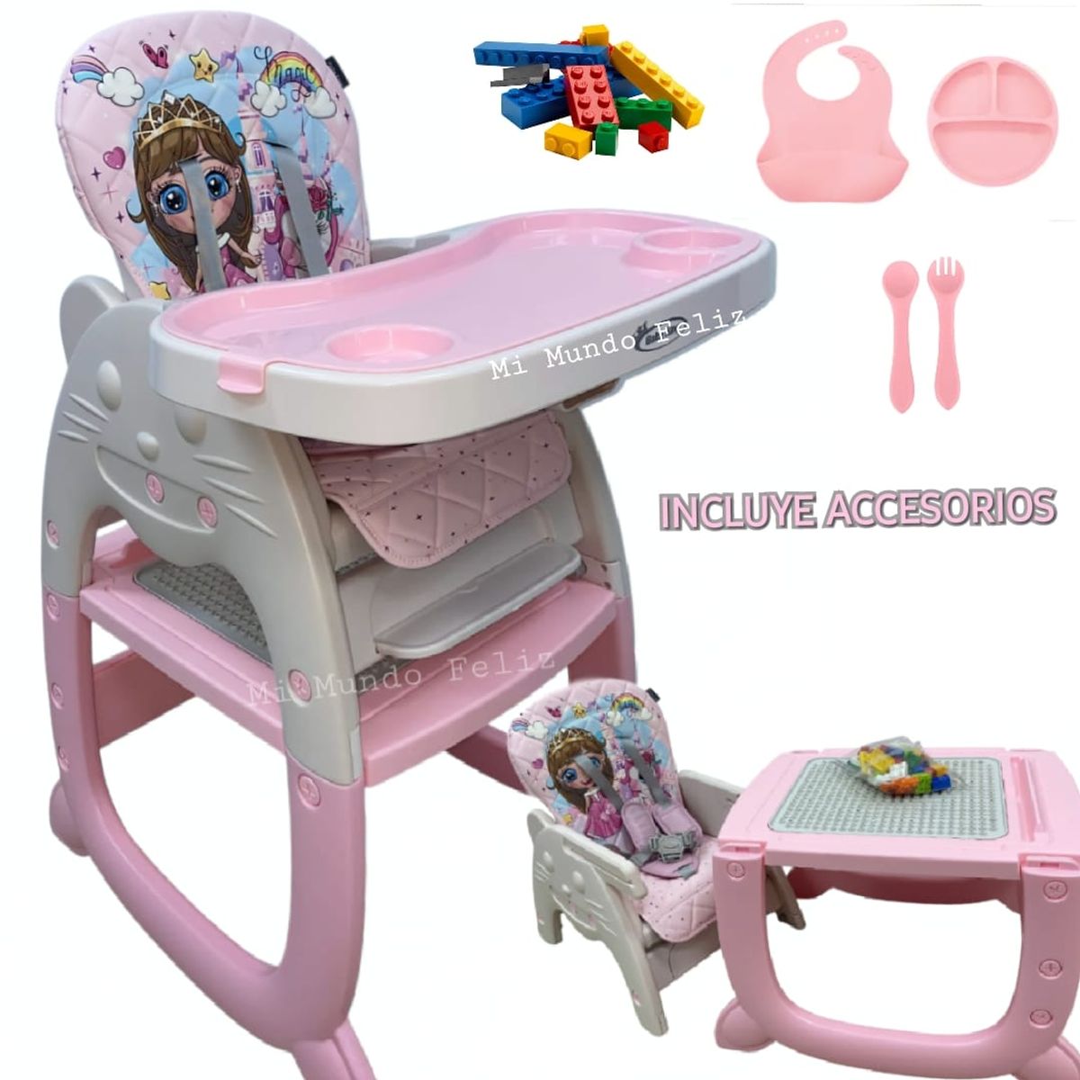 BABY - Silla de Comer para Bebe Deluxe 3 en 1 Deluxe Princess