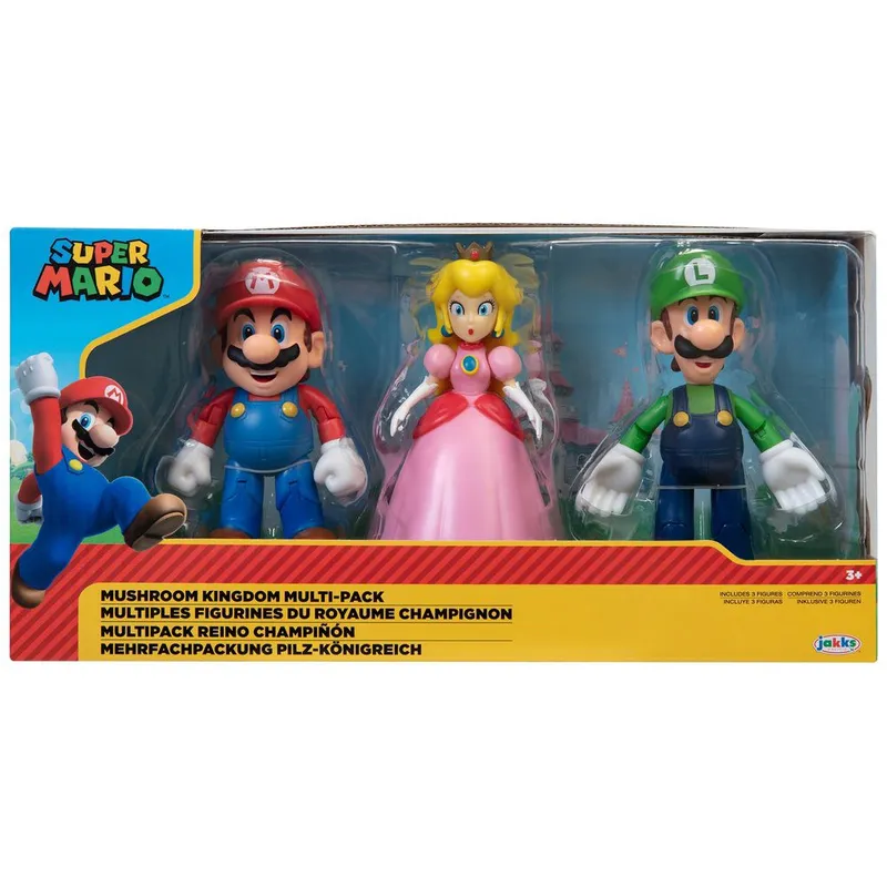 JAKKS PACIFIC - Figuras Super Mario - Multipack x3 Mario Peach y Luigi