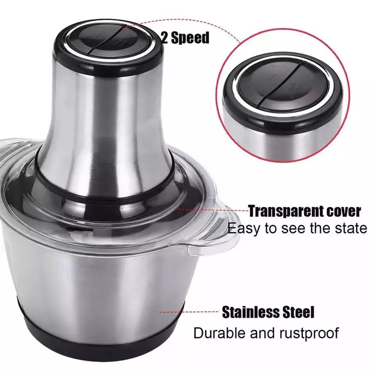 GENERICO - Procesador Picatodo Picador de Carne Alimentos de Acero Inoxidable