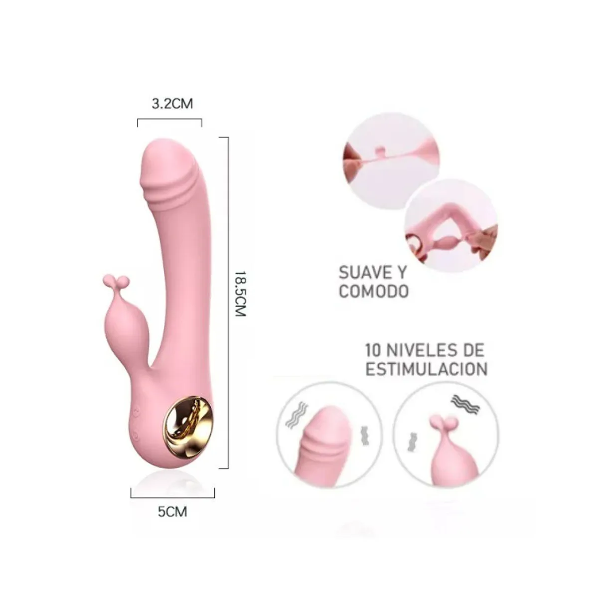 GENERICO - Consolador Vibrador Punto G Conejo Doble Climax Orgasmo Aleatorio