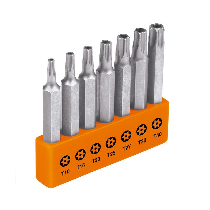 TRUPER - Juego con 7 puntas torx combinadas con seguro largo 2" Truper