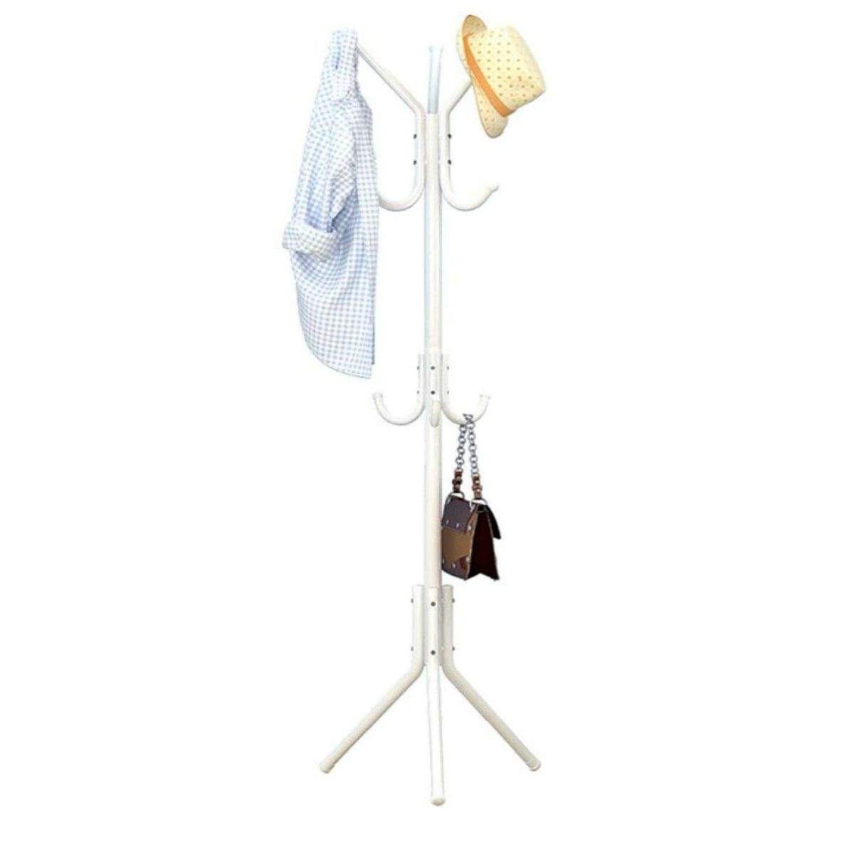 GENERICO - Perchero de Pie Metal Organizador Colgador Estante 1.65 MT Blanco