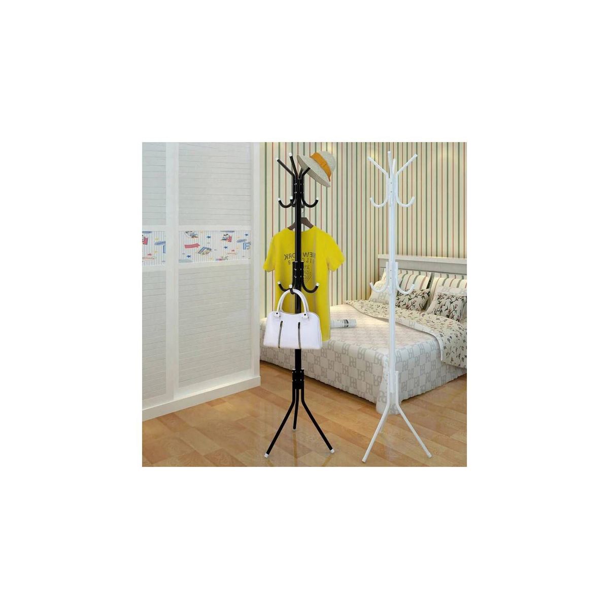 GENERICO - Perchero de Pie Metal Organizador Colgador Estante 1.65 MT Blanco