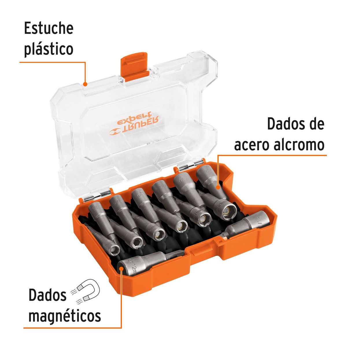 TRUPER - Juego con 14 dados magnéticos para taladro Truper