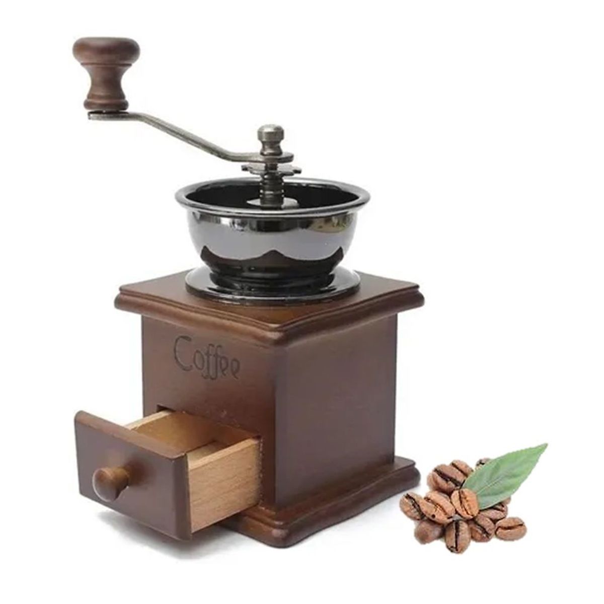 GENERICO - Molinillo Para Café y Especias Manual de Madera Modelo Retro