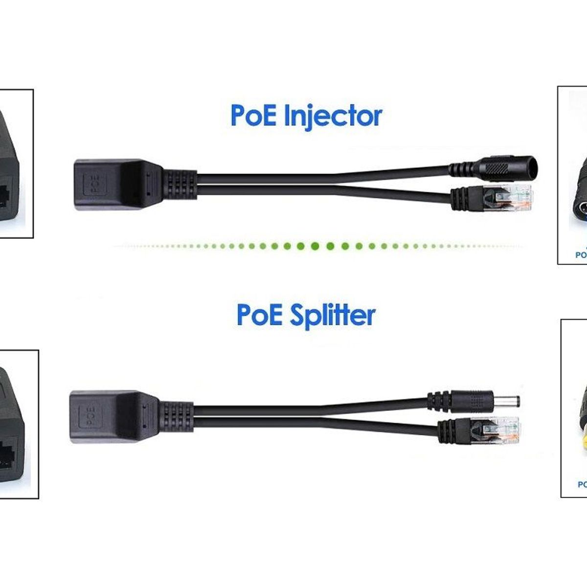 GENERICO - Cable Adaptador Poe Pasivo Red Cámaras Vigilancia CCtv Teléfonos