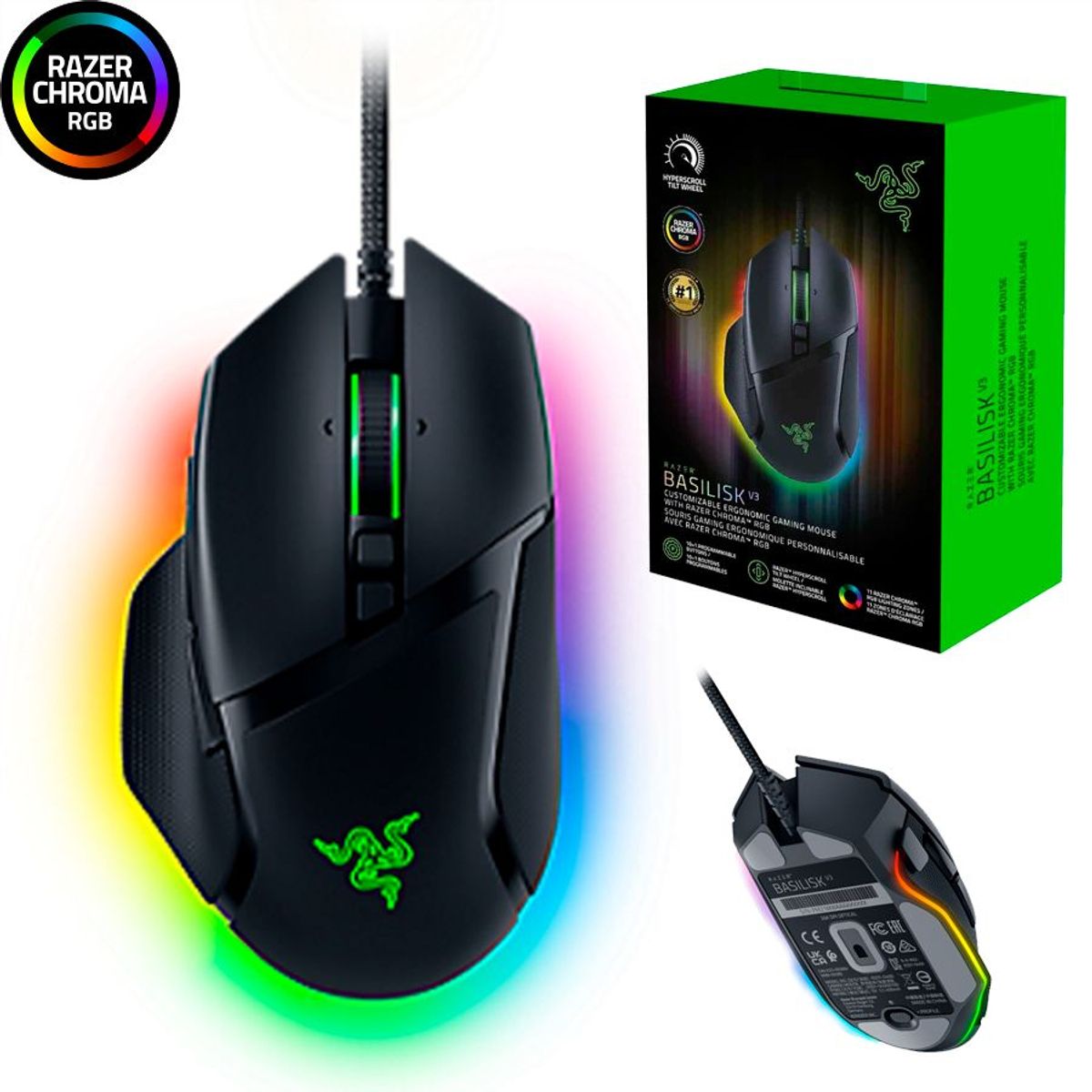 LOGITECH - Mouse Gamer Razer Basilisk V3 26K DPI FOCUS RGB Black