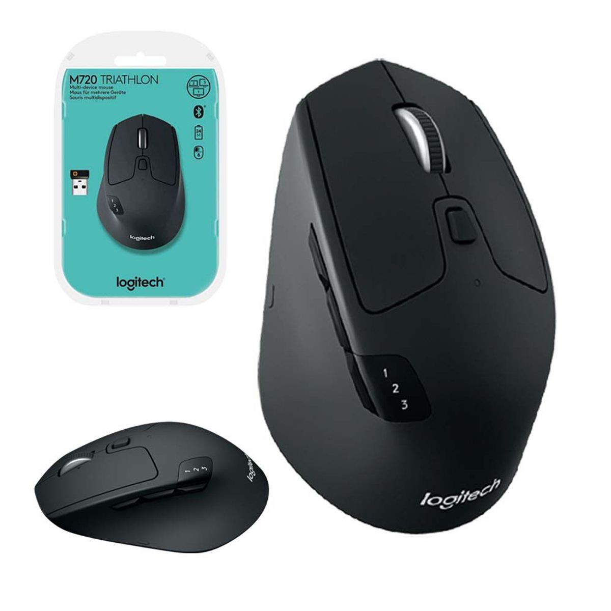 LOGITECH - Mouse M720 Inalambrico Multidispositivo BluetoothTriathlon Negro