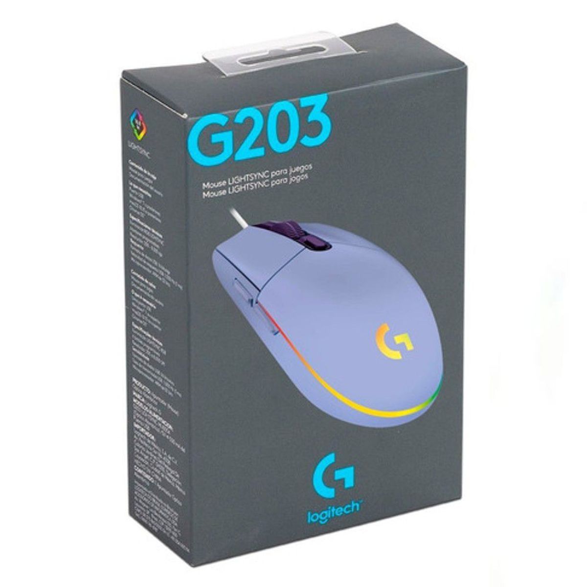 LOGITECH - Mouse Gamer Logitech G203 RGB Lightsync 6 botones Violeta