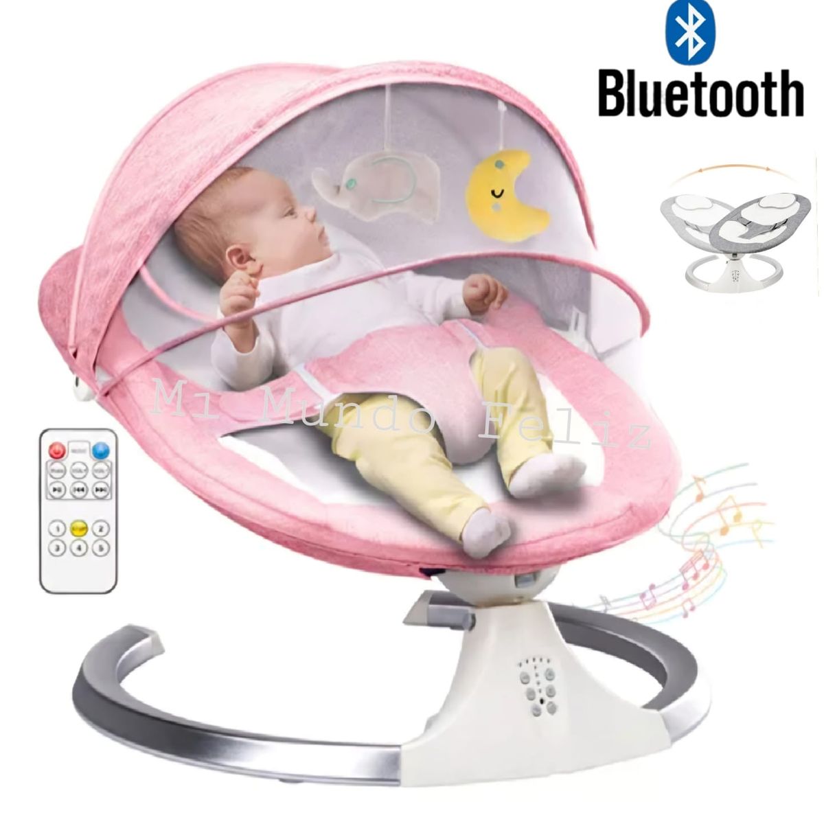 BABY - Mecedora para Bebe Swing Musical Electrica y Pilas Pink