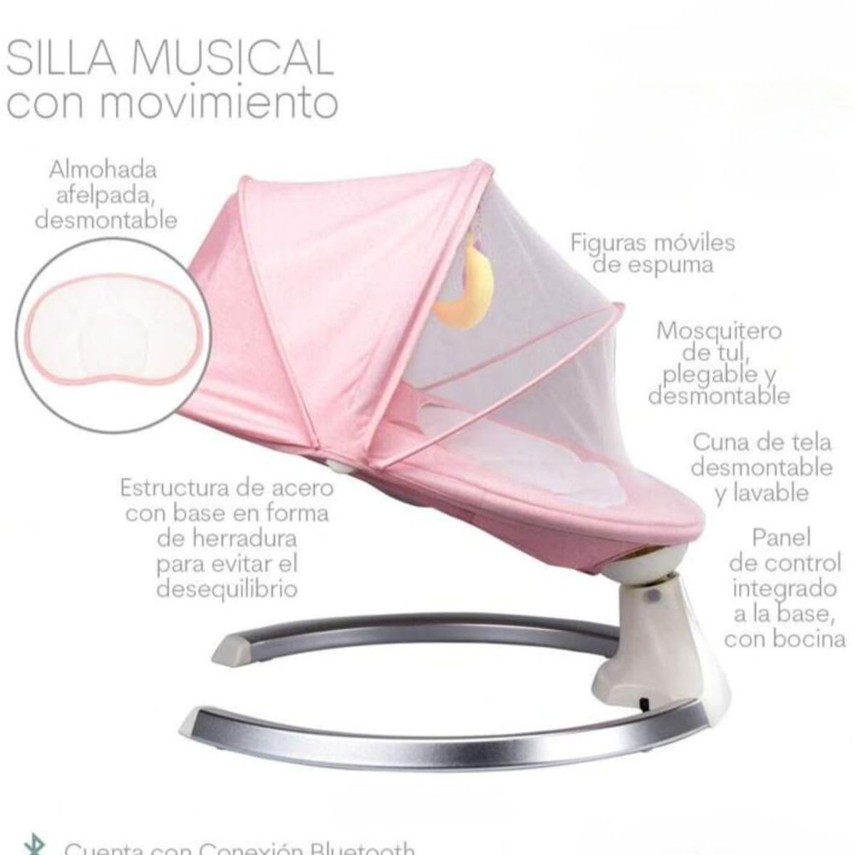 BABY - Mecedora para Bebe Swing Musical Electrica y Pilas Pink
