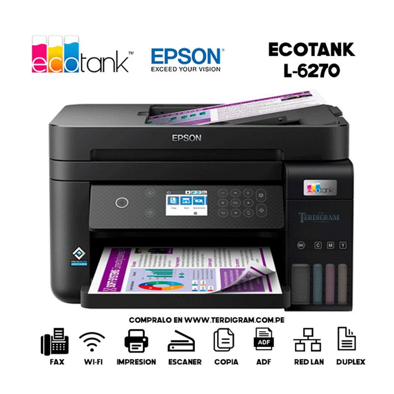 EPSON - Impresora Epson L6270 Multifuncional Wifi Adf Duplex y ethernet
