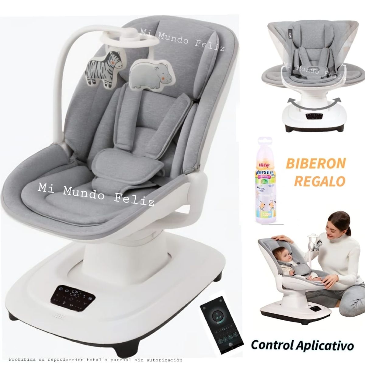 BEBE - Mecedora para Bebe Premium 7 Modos Balanceo Tactil