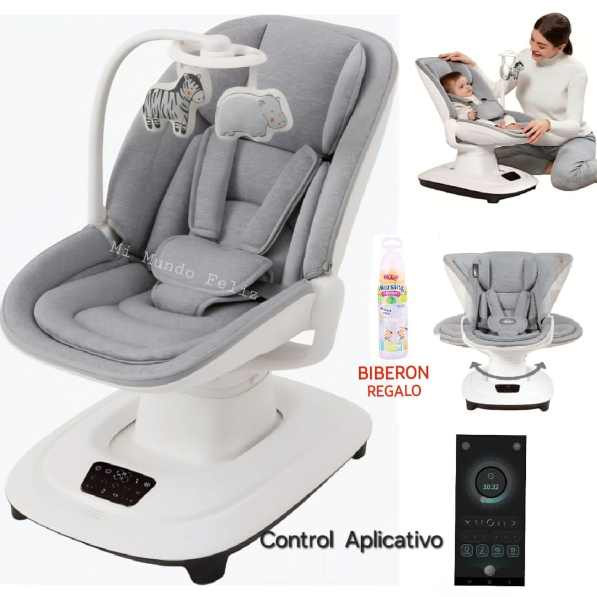 BEBE - Mecedora para Bebe Premium 7 Modos Balanceo Tactil