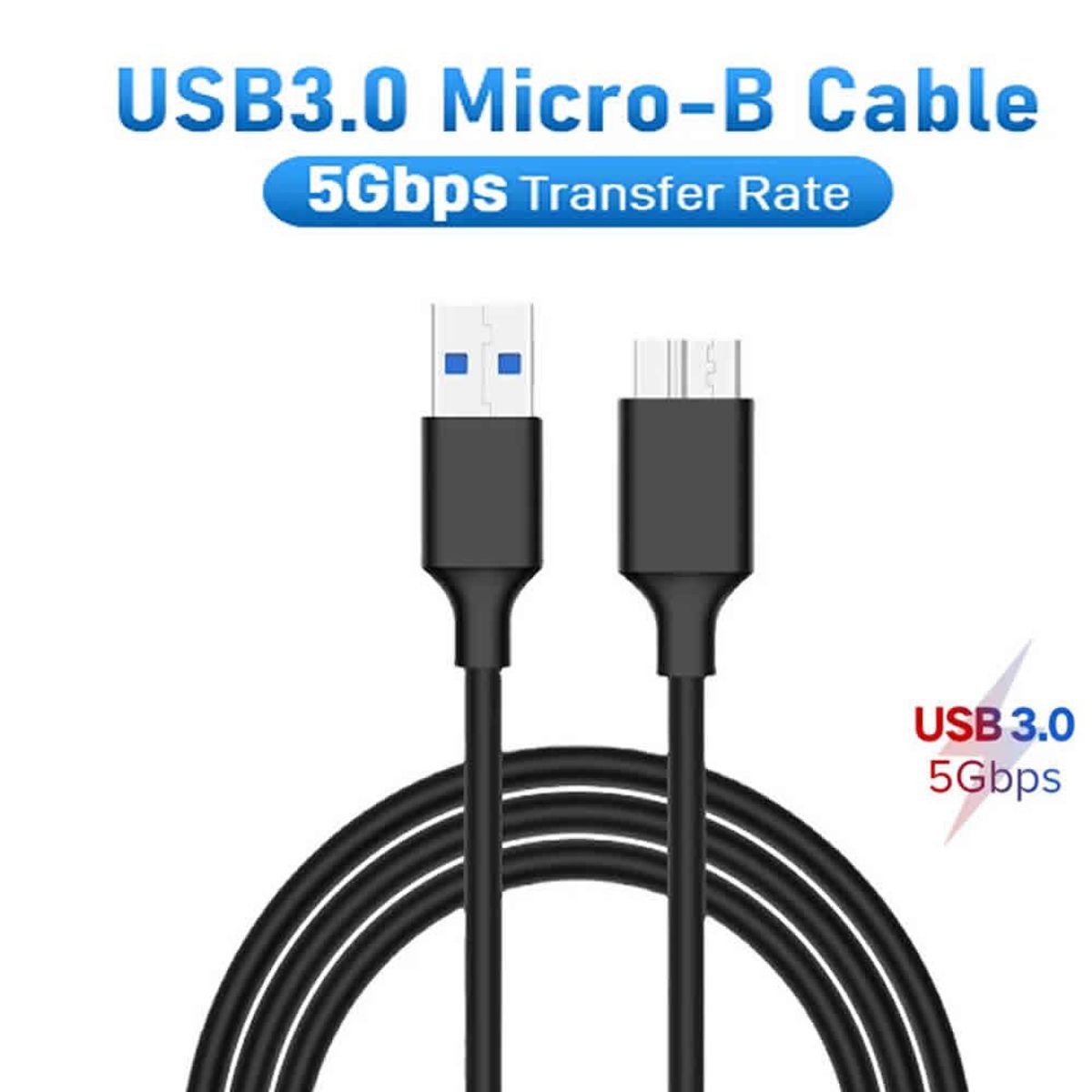 GENERICO - Cable USB 3,0 macho A Micro B -Para Disco Duro Externo Hdd