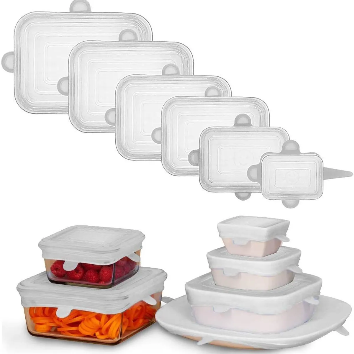 GENERICO - Tapas De Silicona Rectangulares Reutilizables Alimentos Frescos