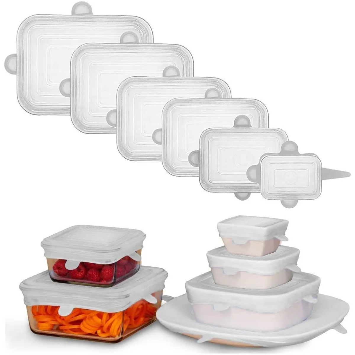 GENERICO - Tapas De Silicona Rectangulares Reutilizables Alimentos Frescos