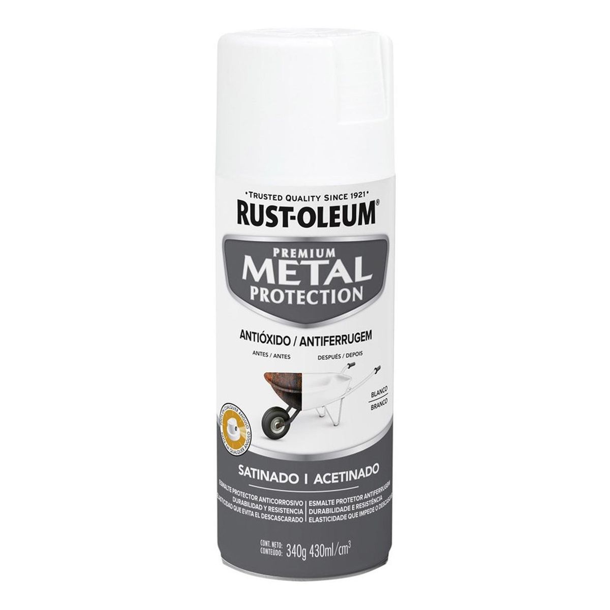RUST OLEUM - Aerosol Anticorrosivo Metal Protection Satinado Blanco 340g