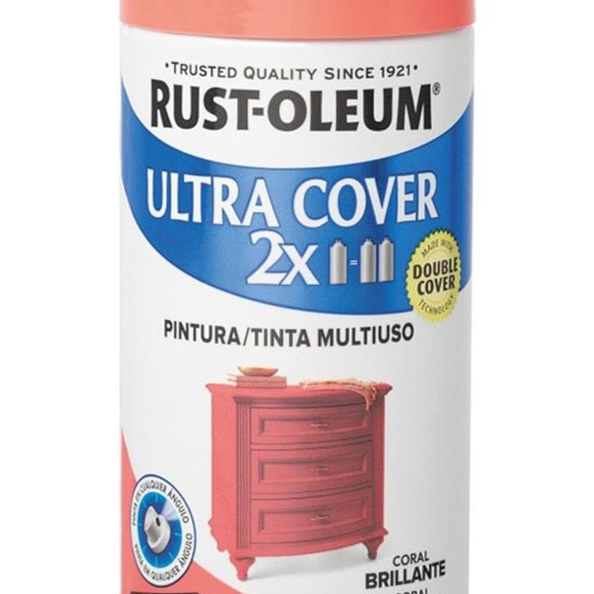 RUST OLEUM - Aerosol Multiusos Ultra Cover 2x Coral Brillante 340g
