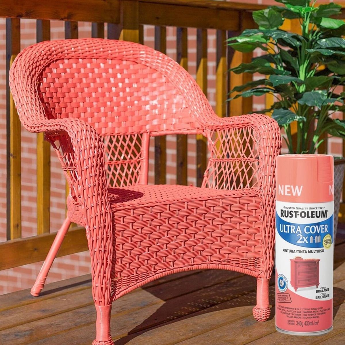 RUST OLEUM - Aerosol Multiusos Ultra Cover 2x Coral Brillante 340g