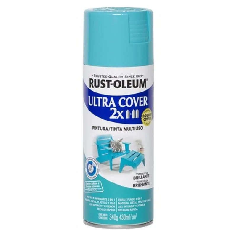 RUST OLEUM - Aerosol Multiusos Ultra Cover 2x Turquesa Brillante 340g