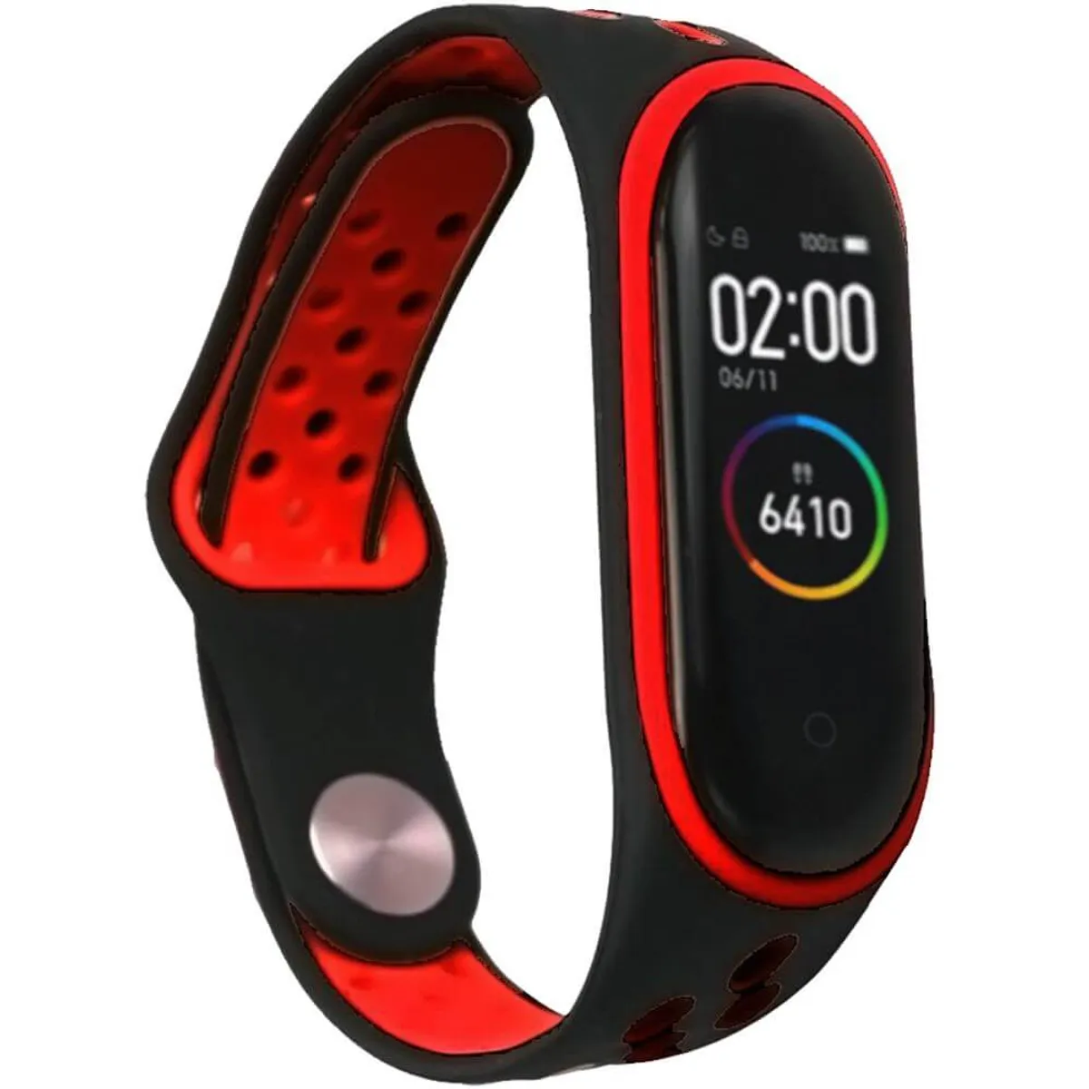 GENERICO - Correa Para Xiaomi Mi Band 4 y 3 Broche Negro Rojo