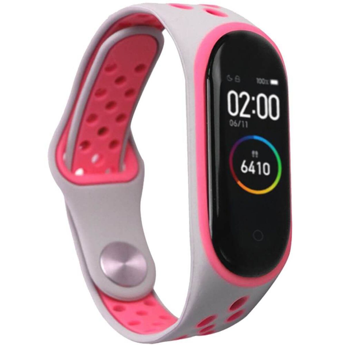 GENERICO - Correa Para Xiaomi Mi Band 5 y 6 Broche Rosado Gris