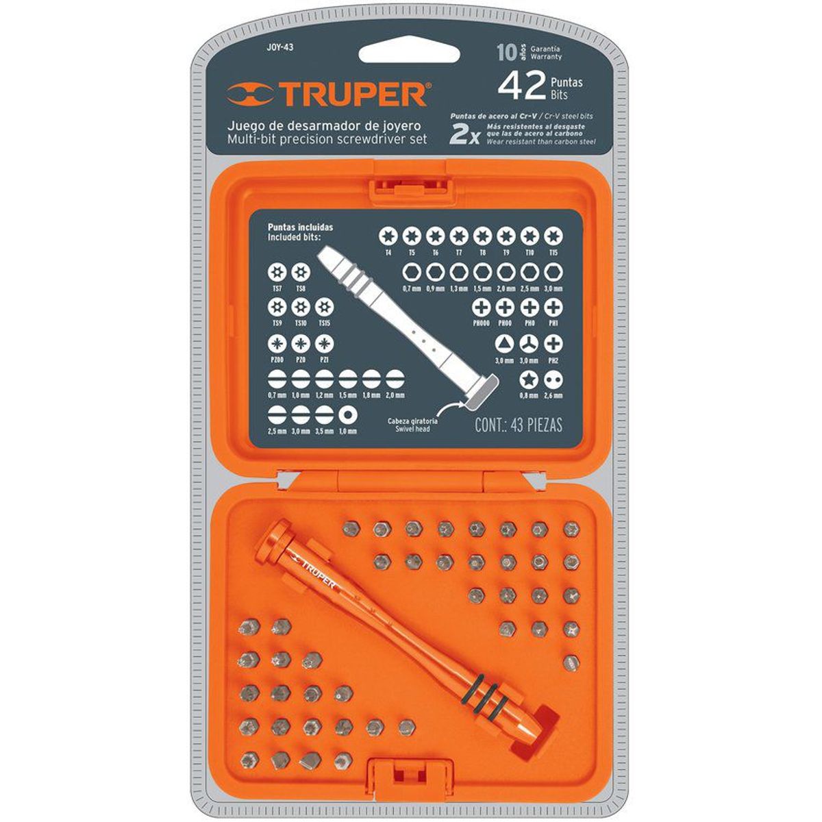 TRUPER - Juego de desarmador joyero 42 puntas acero