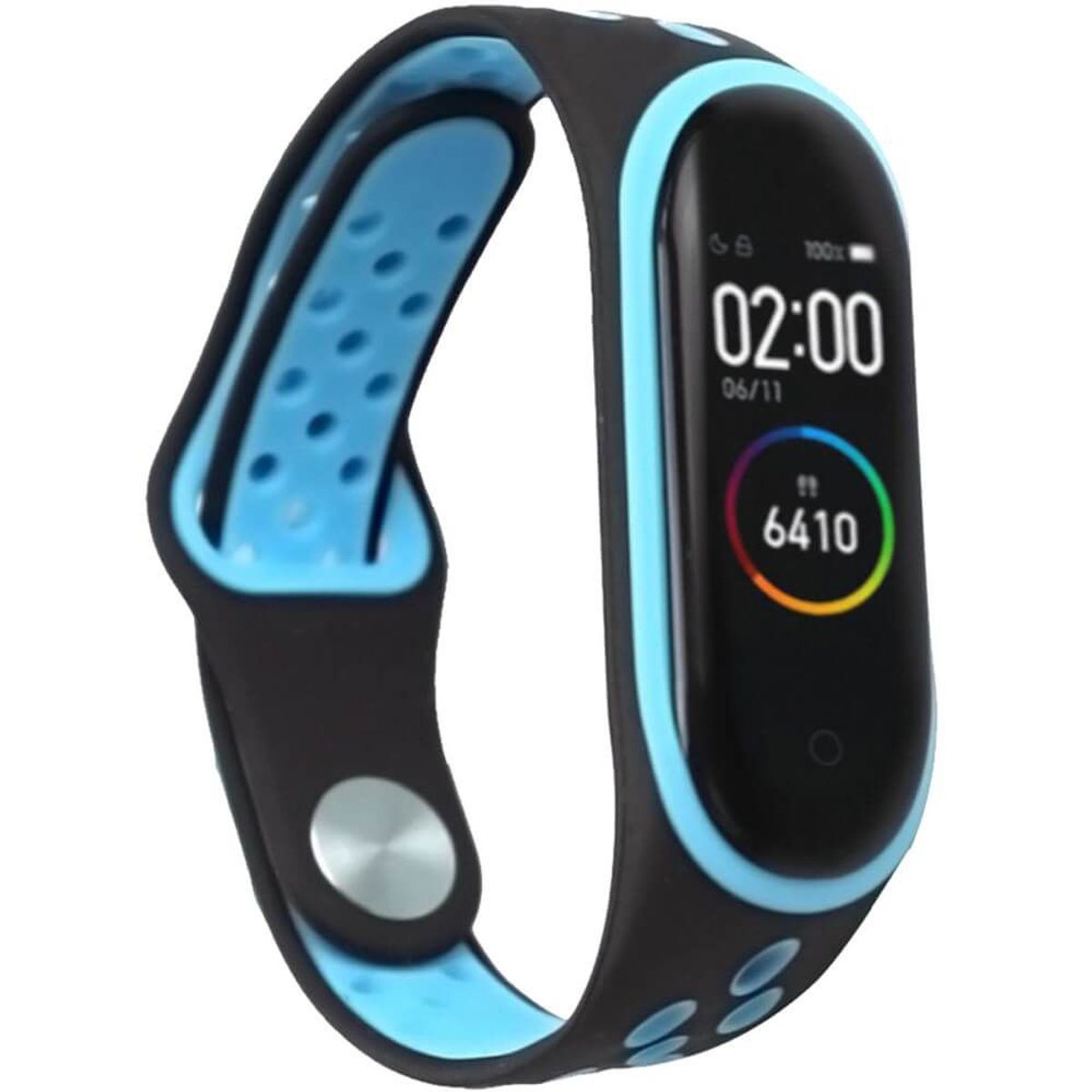 GENERICO - Correa Para Xiaomi Mi Band 5 y 6 Broche Negro Celeste