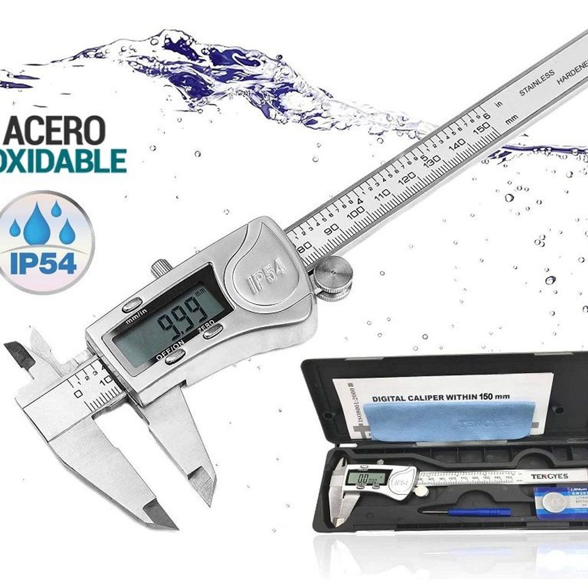 GENERICO - Calibrador Vernier Digital Metálico Ip54 150mm / 6 Pulgadas