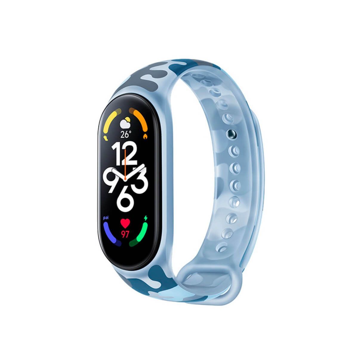 GENERICO - Correa Para Xiaomi Mi Band 7 y 6 Camuflado 2 Azul