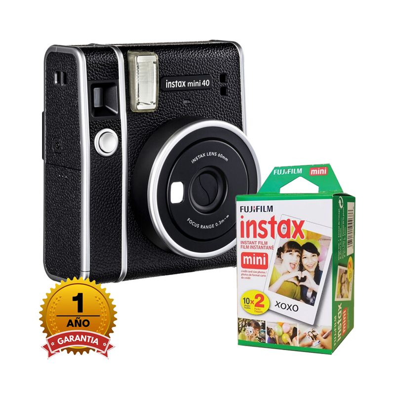 FUJIFILM - Camara Fujifilm Instax Mini 40 Black  +Pack de Peliculax20.