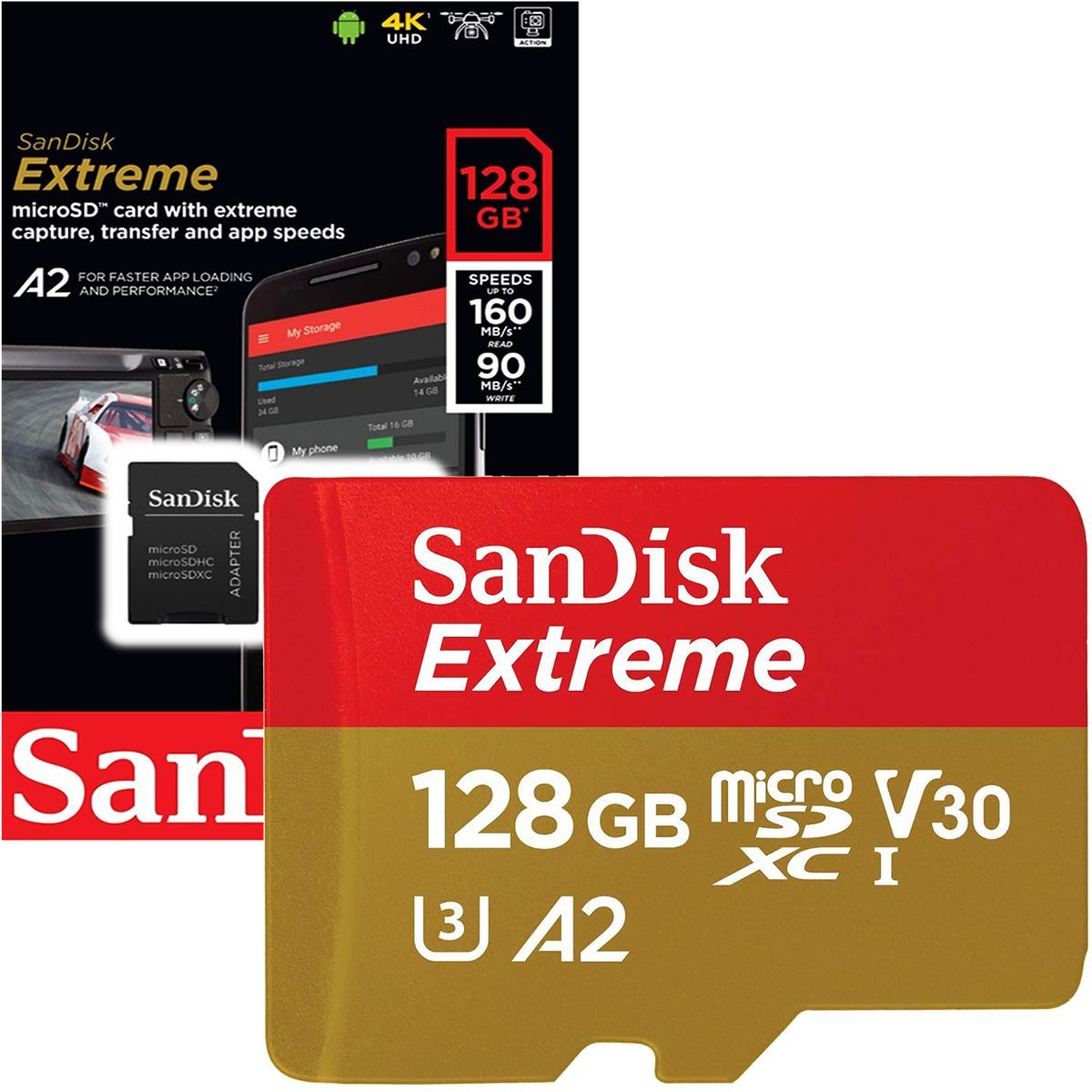 SANDISK - Memoria Sandisk Extreme A2 128GB 190MB Micro SD Gopro