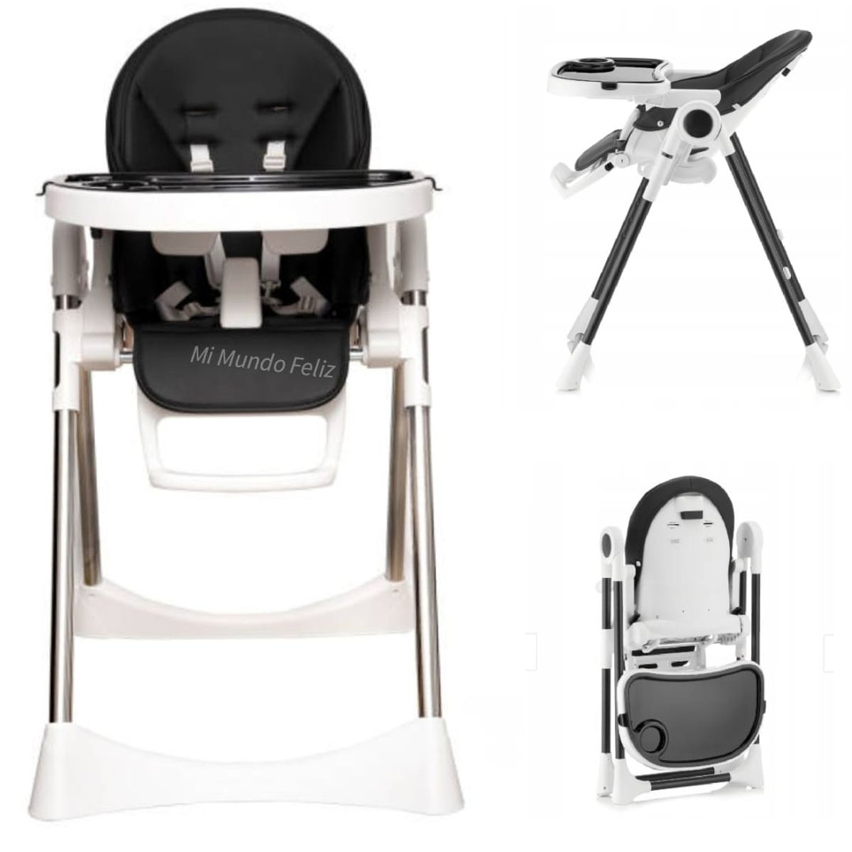 OXIEPRO - Silla de Comer de Bebe Niveles Altura Plegable Deluxe Black