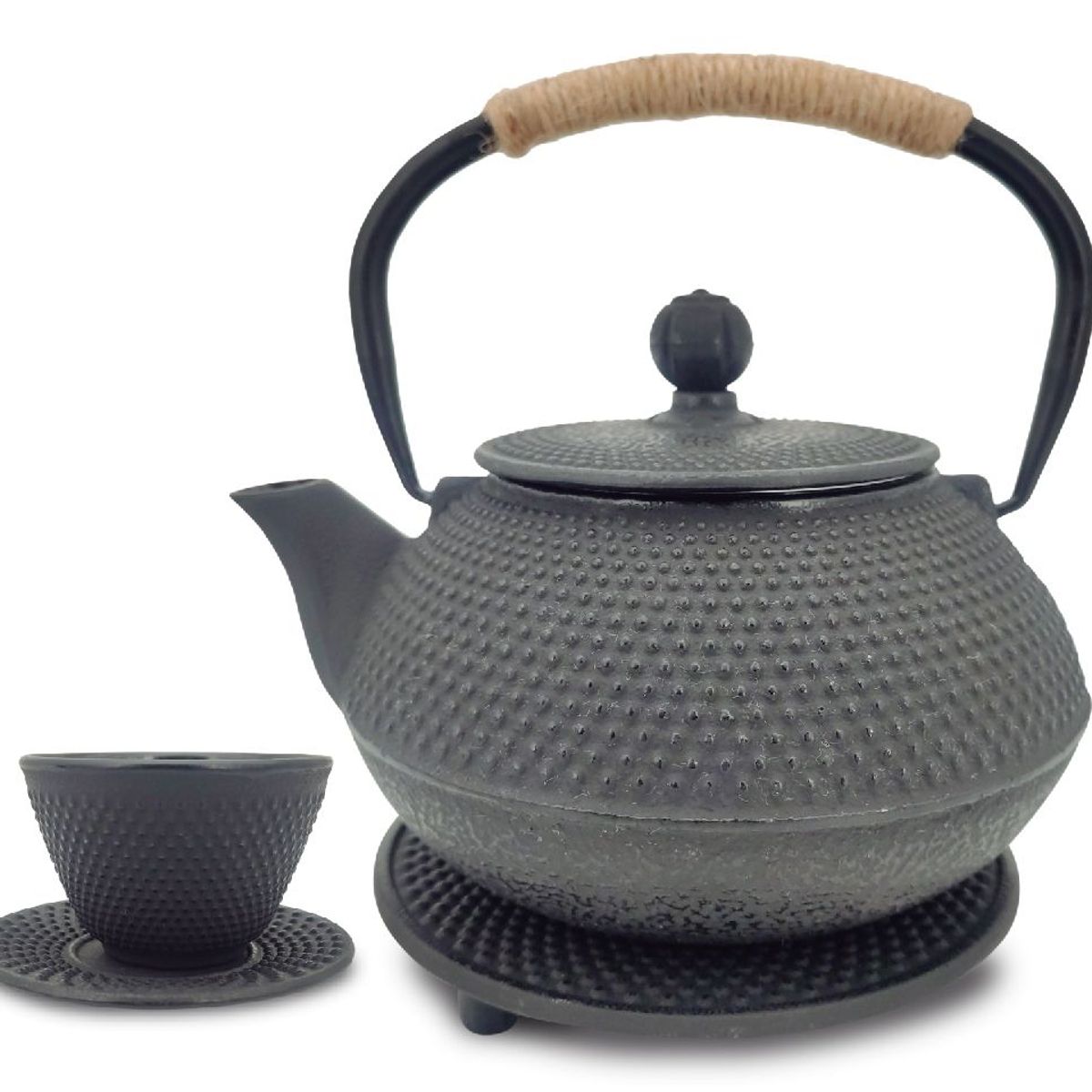 MUNAIQUI - Kit de Tetera de Hierro fundido 0.8 L + Juego de tazas