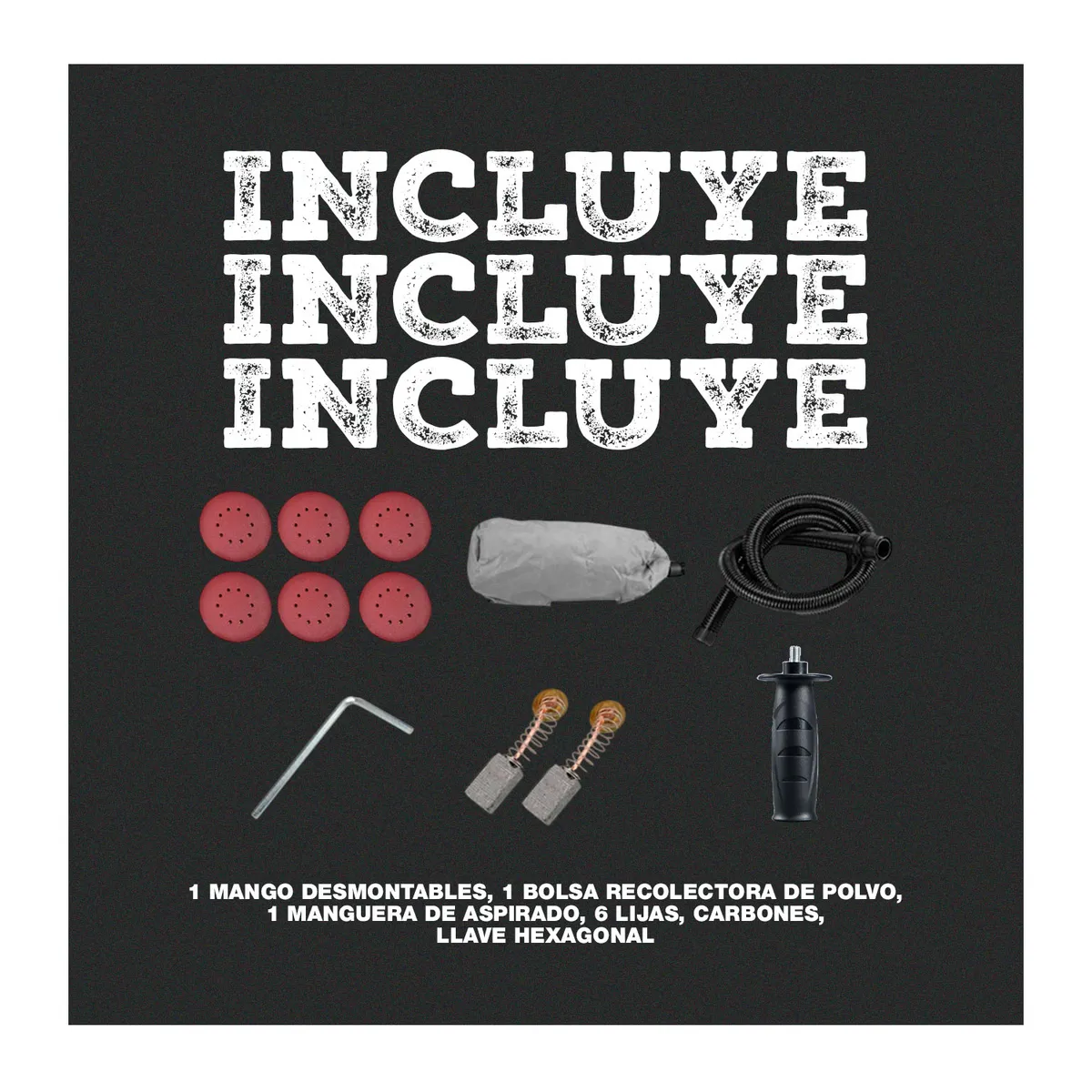 GENERICO - Lijadora De Pared Eléctrica Drywall 800w Luz Aspira + 6lijas