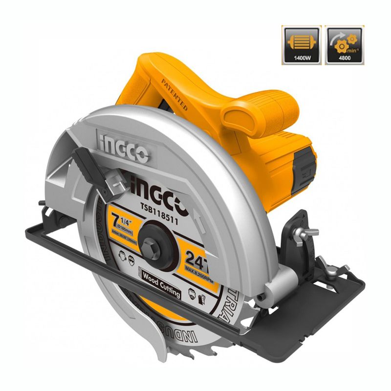 INGCO TOOLS - SIERRA CIRCULAR 1400W CORTADORA 7 14 INDUSTRIAL INGCO - CS18538